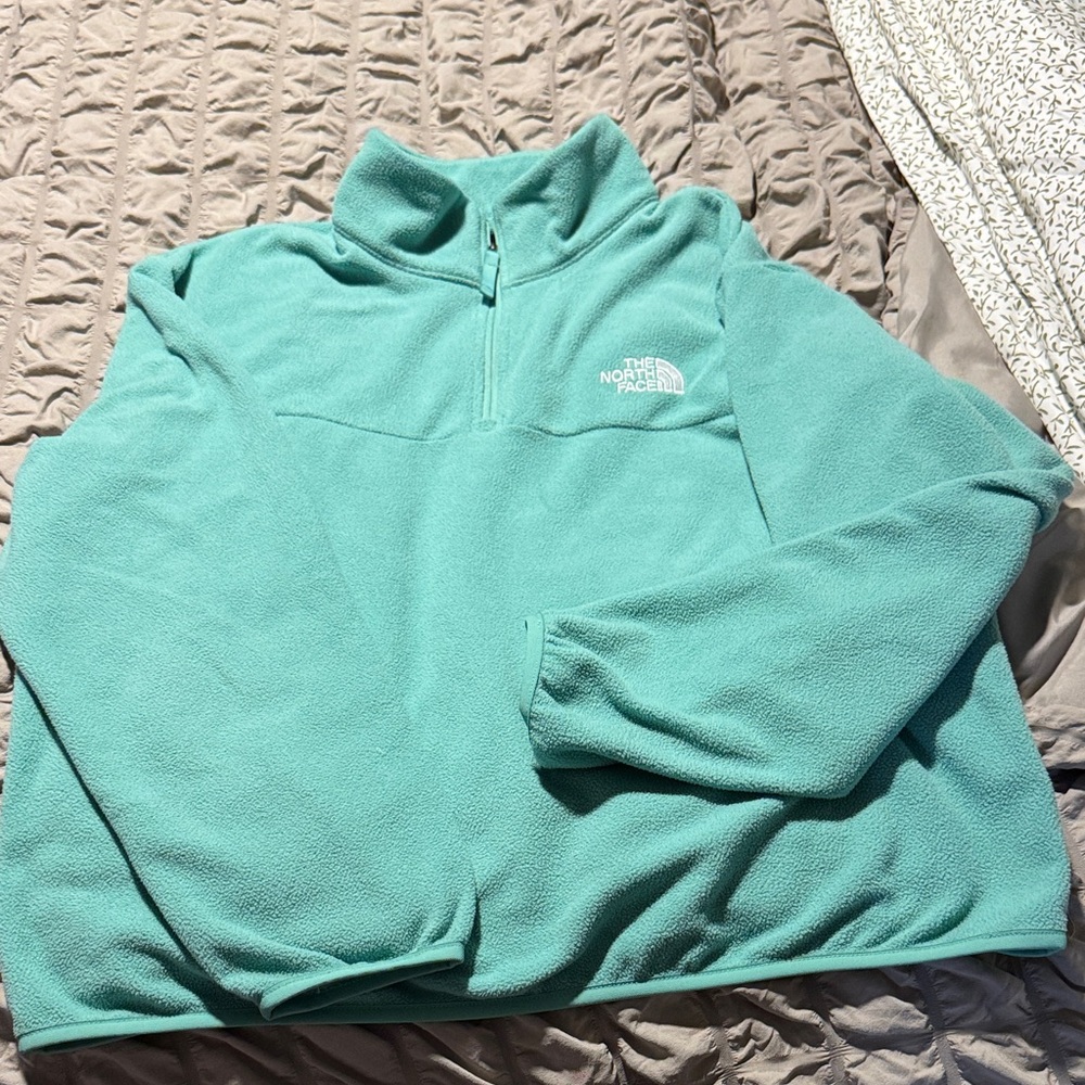 The North Face 1/4 Zip Fleece Women’s Large Teal Pull over Sweatshirt